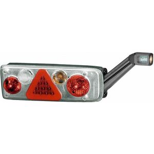 Tripla lampa spate EasyConn-II argintiu P 24V cu sticla neteda, triunghi reflector , cu lumini parcare LED, mufa 7 pini imagine