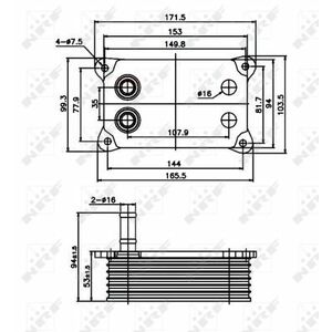 Termoflot radiator ulei (153x52x95, cu garnitura) FORD MONDEO III, TRANSIT 2.0D 2.2D 2.4D intre 2000-2007 imagine