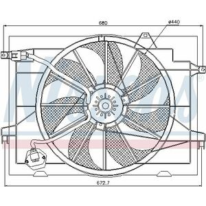 Ventilator radiator (cu carcasa) potrivit HYUNDAI TUCSON; KIA SPORTAGE II 2.0 2.0D 08.04- imagine