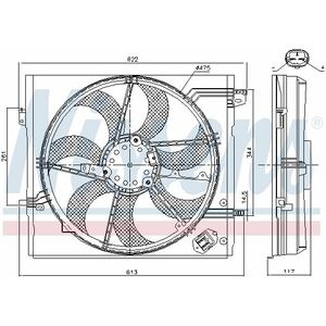 Ventilator radiator (cu carcasa) potrivit NISSAN QASHQAI II; RENAULT KADJAR 1.2-1.6D 11.13- imagine