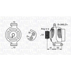 Alternator (12V, 120A) potrivit ALFA ROMEO MITO; FIAT 500, 500 C, DOBLO, DOBLO CARGO, DOBLO MINIVAN, FIORINO MINIVAN, IDEA, PUNTO EVO; LANCIA MUSA 1.3D 01.04- imagine