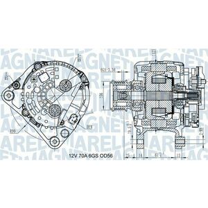 Alternator (12V, 70A) potrivit AUDI A3; SEAT CORDOBA, CORDOBA VARIO, IBIZA II, IBIZA III, IBIZA IV, IBIZA IV SC, INCA, LEON, TOLEDO II; SKODA FABIA I, FABIA II, OCTAVIA I 1.4-2.8 11.95- imagine