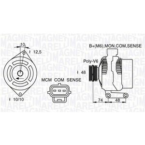 Alternator (12V, 90A) potrivit FORD C-MAX, FIESTA V, FOCUS C-MAX, FOCUS I, FOCUS II, FUSION 1.25-1.8 10.98-12.12 imagine