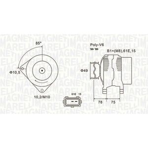 Alternator (14V, 120A) potrivit BMW 3 (E46), 5 (E39), 7 (E38), Z3 (E36) 2.0-3.5 08.95-08.06 imagine