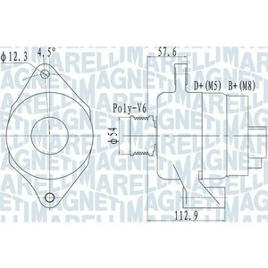 Alternator (14V, 120A) potrivit ALFA ROMEO 159, BRERA, GIULIETTA, SPIDER; FIAT BRAVO II, DOBLO, DOBLO CARGO, DUCATO; LANCIA DELTA III; OPEL COMBO TOUR, COMBO MINIVAN 1.6D-2.0D 09.05- imagine