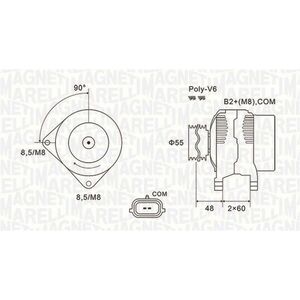 Alternator (14V, 150A) potrivit RENAULT CLIO II, CLIO III, CLIO III HATCHBACK, FLUENCE, GRAND SCENIC III, KANGOO BE BOP, KANGOO EXPRESS, KANGOO II, LAGUNA, MEGANE 1.5D 1.6 1.6ALK 10.03- imagine