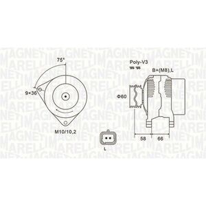 Alternator (14V, 70A) potrivit DACIA LOGAN, SANDERO; NISSAN KUBISTAR; RENAULT CLIO II, CLIO II HATCHBACK, CLIO III, ESPACE III, KANGOO, KANGOO EXPRESS, THALIA I, THALIA II 1.0-2.0 05.96- imagine