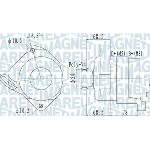 Alternator (14V, 90A) potrivit FIAT 500, 500 C, DOBLO CARGO, GRANDE PUNTO, LINEA, PUNTO, PUNTO EVO, PUNTO EVO HATCHBACK 1.2 1.2LPG 1.4 10.05- imagine