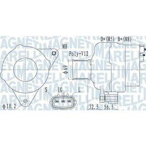 Alternator (28V, 90A) potrivit IVECO EUROSTAR, EUROTECH MH, EUROTECH MP, EUROTRAKKER, STRALIS I, TRAKKER I, TRAKKER II 10.3D-8.7D 01.93- imagine