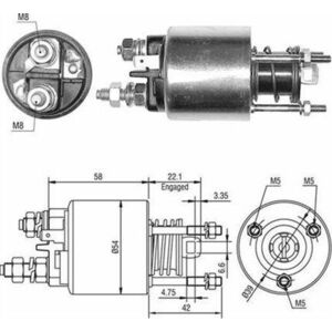 Solenoid electromotor potrivit FIAT BRAVA, BRAVO I, CINQUECENTO, MAREA, PUNTO, PUNTO HATCHBACK, SEICENTO 600; LANCIA Y, Y10 1.1-1.3 02.89-03.12 imagine