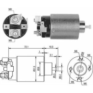 Solenoid electromotor potrivit HYUNDAI GALLOPER I, SONATA II; MAZDA RX-7 I, RX-7 II; MITSUBISHI 3000 GT, GALANT VII, PAJERO SPORT I 1.1-3.0 03.84- imagine