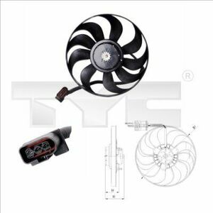 Ventilator radiator potrivit SEAT LEON, TOLEDO II; SKODA OCTAVIA I; VW BORA, BORA I, GOLF IV, GOLF V 1.4 1.6 09.96-12.10 imagine